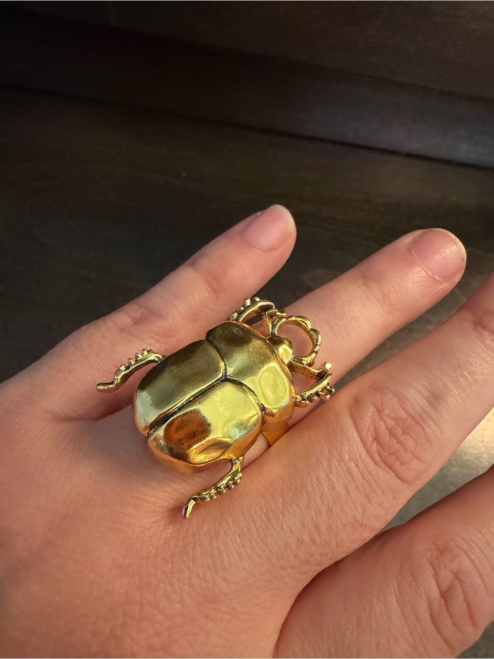 Gold Beetle Decorative and Adjustable Accent Ring